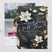 Niets Fancy Gewoon Liefde Bruiloft Gouden Bloemen Kaart (Voorkant / Achterkant)