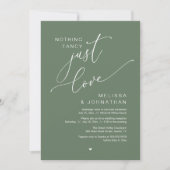 Niets Fancy, gewoon liefde, bruiloft receptie dine Kaart (Voorkant)