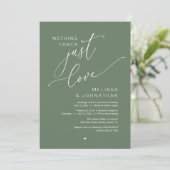 Niets Fancy, gewoon liefde, bruiloft receptie dine Kaart (Staand voorkant)