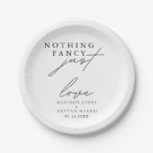 Niets Fancy, gewoon liefde bruiloft teken Papieren Bordje (Voorkant)