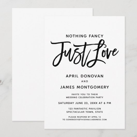 Niets Fancy Gewoon Liefde Brush Typografie Kaart (Voorkant / Achterkant)