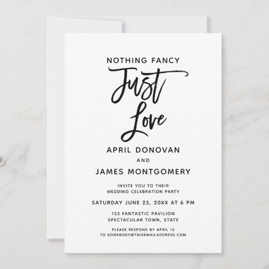 Niets Fancy Gewoon Liefde Brush Typografie Kaart (Voorkant)