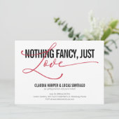 Niets Fancy gewoon Liefde Casual bruiloft Kaart (Staand voorkant)