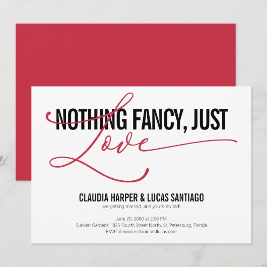 Niets Fancy gewoon Liefde Casual bruiloft Kaart (Voorkant / Achterkant)