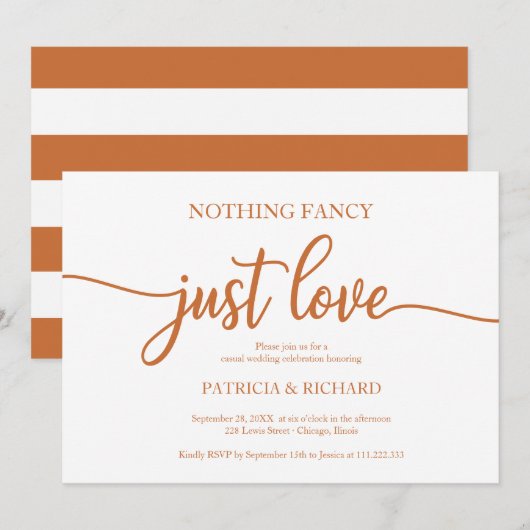 Niets Fancy gewoon Liefde Casual bruiloft koper Kaart (Voorkant / Achterkant)