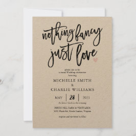 Niets fancy gewoon liefde casual bruiloft uitnodig kaart