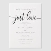 Niets Fancy gewoon Liefde Casual bruiloft Vellum Uitnodigingen (Voorkant)