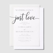 Niets Fancy gewoon Liefde Casual bruiloft Vellum Uitnodigingen (Offset)