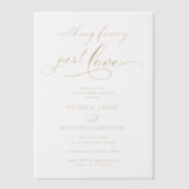 Niets Fancy gewoon Liefde Casual bruiloft Vellum Uitnodigingen (Voorkant)