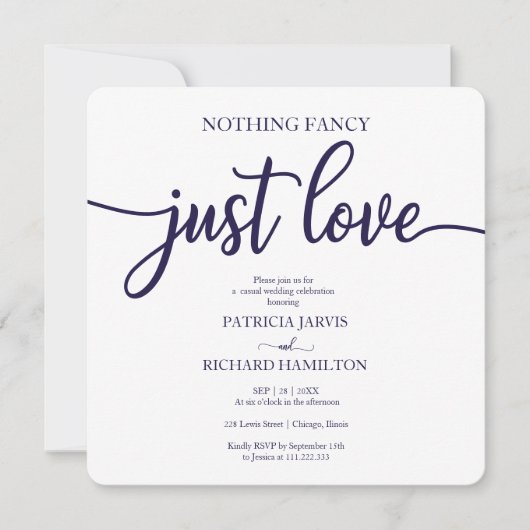 Niets Fancy gewoon liefde Casual huwelijk blauw Kaart (Voorkant)