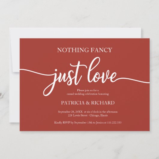 Niets Fancy gewoon liefde Casual huwelijk Terracot Kaart (Voorkant)