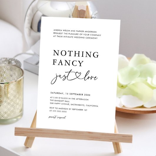 Niets Fancy gewoon Liefde Casual huwelijksreceptie Kaart