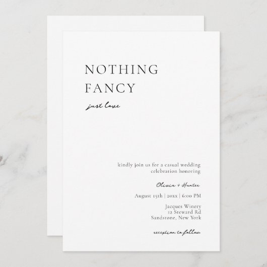 Niets Fancy, gewoon Liefde Casual huwelijksuitnodi Kaart (Voorkant / Achterkant)