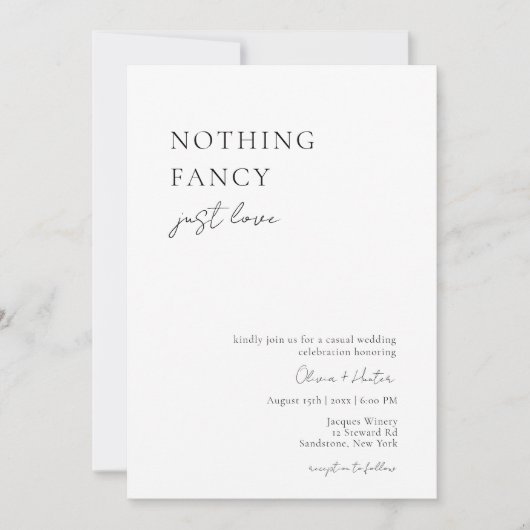 Niets Fancy, gewoon Liefde Casual huwelijksuitnodi Kaart (Voorkant)