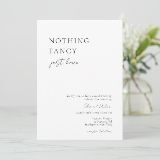 Niets Fancy, gewoon Liefde Casual huwelijksuitnodi Kaart (Staand voorkant)