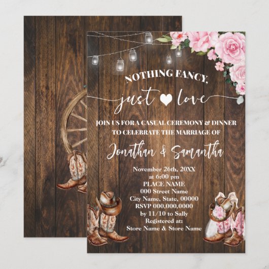 Niets Fancy Gewoon Liefde Casual Roze Schuur Bruil Kaart (Voorkant / Achterkant)