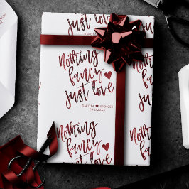 Niets Fancy gewoon liefde | Donkere Crimson rode b Cadeaupapier