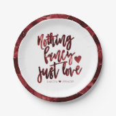 Niets Fancy gewoon liefde | Donkere Crimson rode b Papieren Bordje (Voorkant)