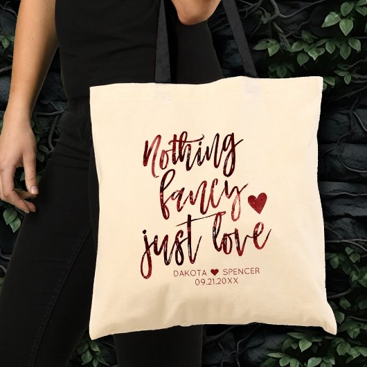 Niets Fancy gewoon liefde | Donkere Crimson rode b Tote Bag