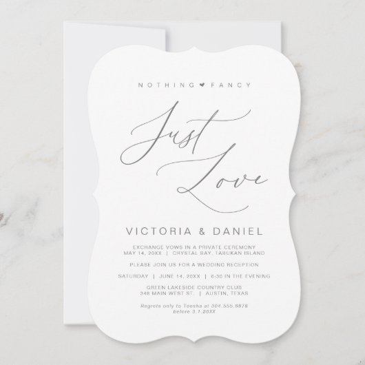 Niets fancy gewoon liefde, donkergrijs, elopement- kaart (Voorkant)