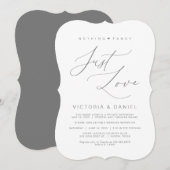 Niets Fancy, gewoon liefde, donkergrijs, wed Elope Kaart (Voorkant / Achterkant)