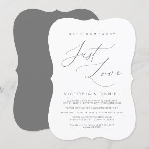 Niets Fancy, gewoon liefde, donkergrijs, wed Elope Kaart