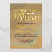 Niets Fancy Gewoon Liefde Earthtone Retro Bruiloft Folie Uitnodiging (Voorkant)