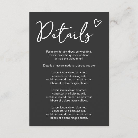 Niets Fancy Gewoon Liefde Eenvoudige QR Code Informatiekaartje (Voorkant)