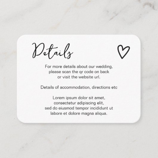 Niets Fancy Gewoon Liefde Eenvoudige QR Code Informatiekaartje (Voorkant)