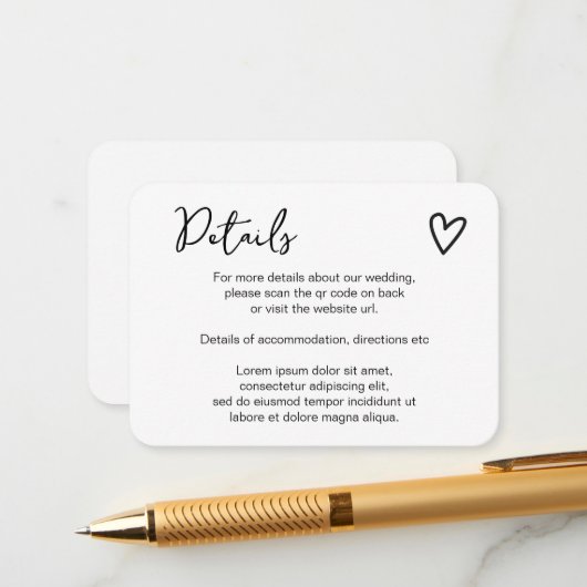 Niets Fancy Gewoon Liefde Eenvoudige QR Code Informatiekaartje (Voorkant / Achterkant in situ)