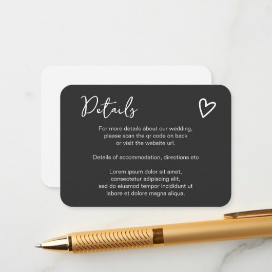 Niets Fancy Gewoon Liefde Eenvoudige QR Code Informatiekaartje (Voorkant / Achterkant in situ)