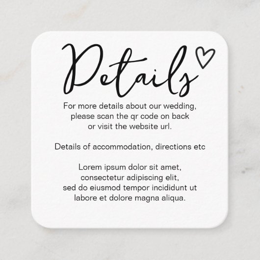 Niets Fancy Gewoon Liefde Eenvoudige QR Code Informatiekaartje (Voorkant)