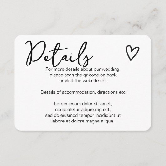 Niets Fancy Gewoon Liefde Eenvoudige QR Code Informatiekaartje (Voorkant)