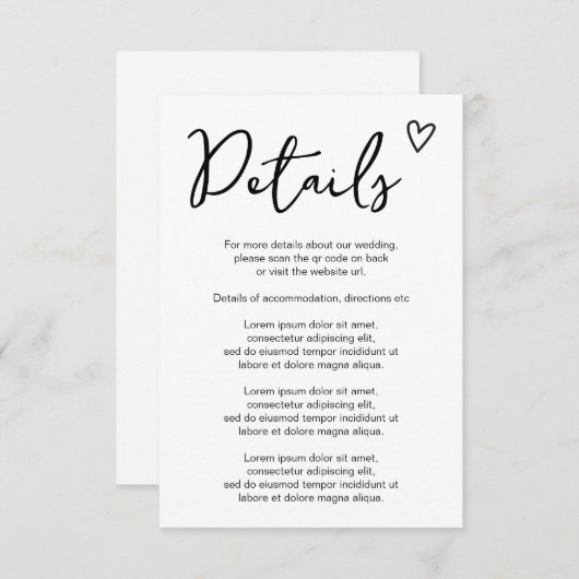 Niets Fancy Gewoon Liefde Eenvoudige QR Code Informatiekaartje (Voorkant / Achterkant)