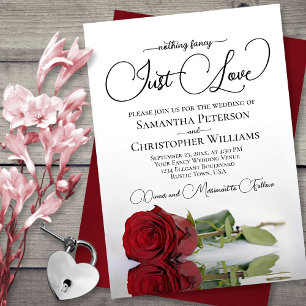 Niets Fancy gewoon Liefde Elegant Red Rose Wedding Kaart