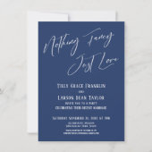 Niets Fancy, gewoon Liefde Elegant Typografie Navy Kaart (Voorkant)
