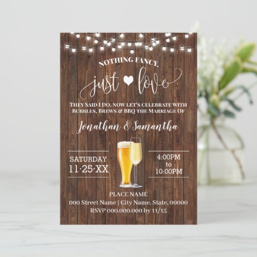 Niets Fancy gewoon Liefde Elopement Western uitnod Save The Date (Staand voorkant)