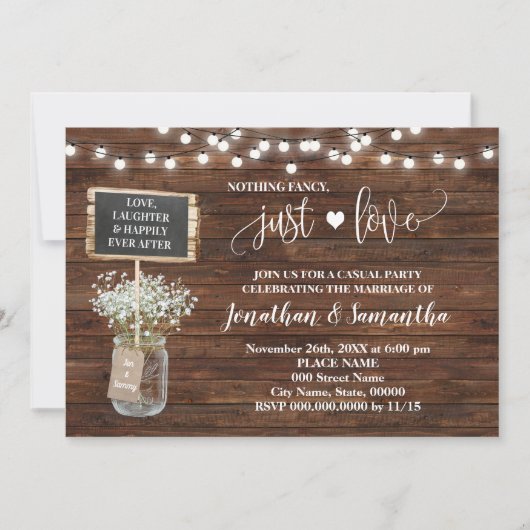 Niets Fancy gewoon Liefde Elopement Western uitnod Save The Date (Voorkant)