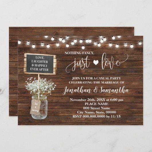 Niets Fancy gewoon Liefde Elopement Western uitnod Save The Date (Voorkant / Achterkant)