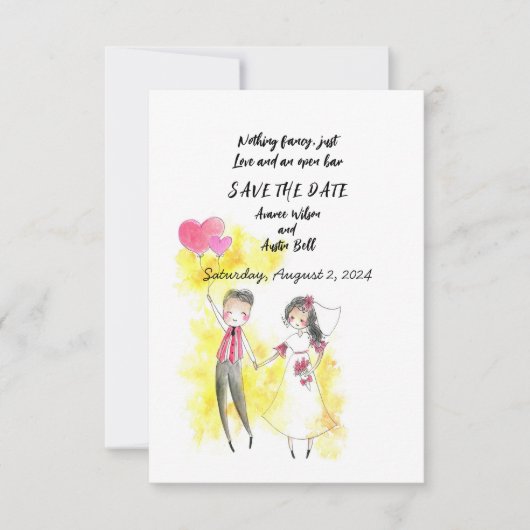 Niets fancy gewoon Liefde en een open bar Save The Date (Voorkant)