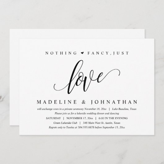 Niets fancy, gewoon liefde Feestje voor een gelukk Kaart (Voorkant / Achterkant)