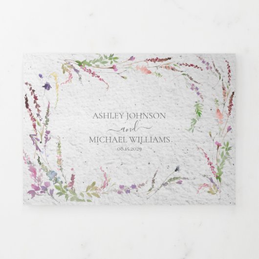 Niets Fancy gewoon Liefde Floral Casual bruiloft Drieluik Uitnodiging (Cover)