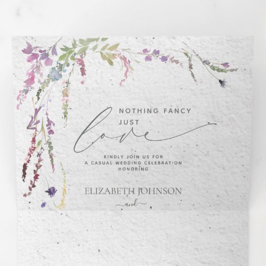 Niets Fancy gewoon Liefde Floral Casual bruiloft Drieluik Uitnodiging (Binnenzijde eerst)