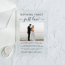 Niets Fancy Gewoon Liefde Foto Bruiloft Receptie Acryl Uitnodigingen