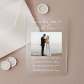 Niets Fancy Gewoon Liefde Foto Bruiloft Receptie Acryl Uitnodigingen