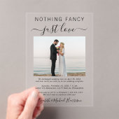 Niets Fancy Gewoon Liefde Foto Bruiloft Receptie Acryl Uitnodigingen (Insitu (Draagbaar))