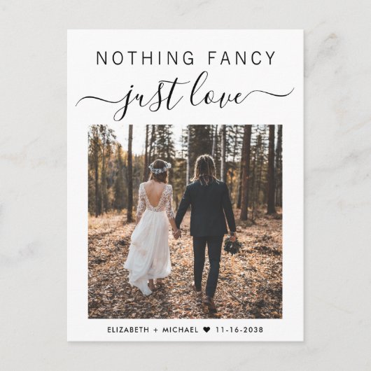 Niets Fancy Gewoon Liefde Foto Bruiloft Receptie Uitnodiging Briefkaart (Voorkant)