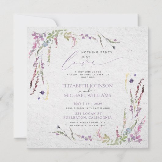 Niets Fancy Gewoon Liefde Foto Casual bruiloft Uit Kaart (Voorkant)