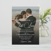 Niets Fancy Gewoon Liefde Foto Overlay Bruiloft Kaart (Staand voorkant)