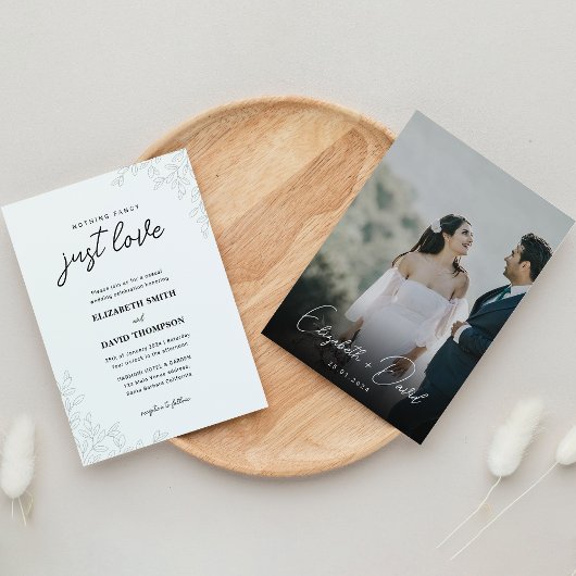 Niets Fancy Gewoon Liefde Foto Verlaat Bruiloft Kaart